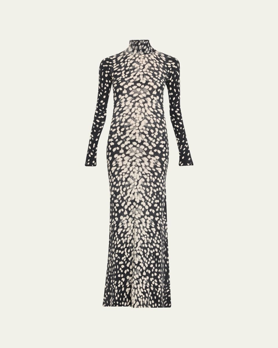 The Camille Animal-Print Cashmere Maxi Dress